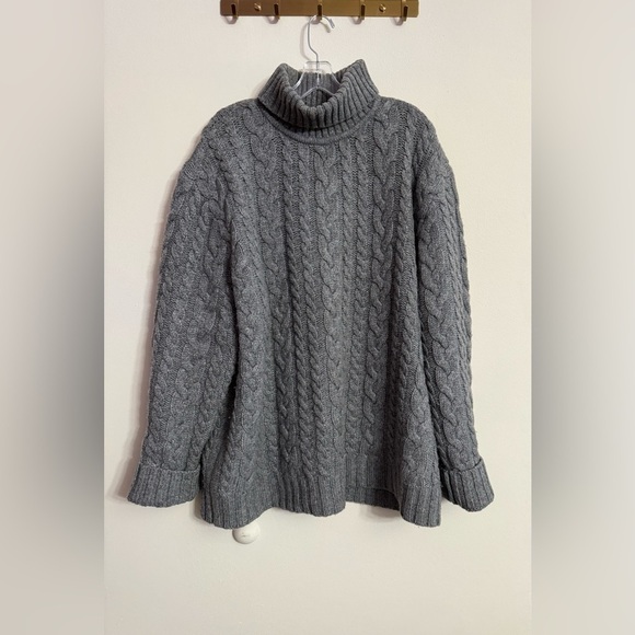 Guess Sweaters - Vintage Guess Jeans Cable Knit Fisherman Turtleneck Lambswool Sweater XXL Unisex